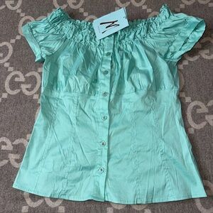 NWT Marciano Off-Shoulder Aqua Top Corset Back